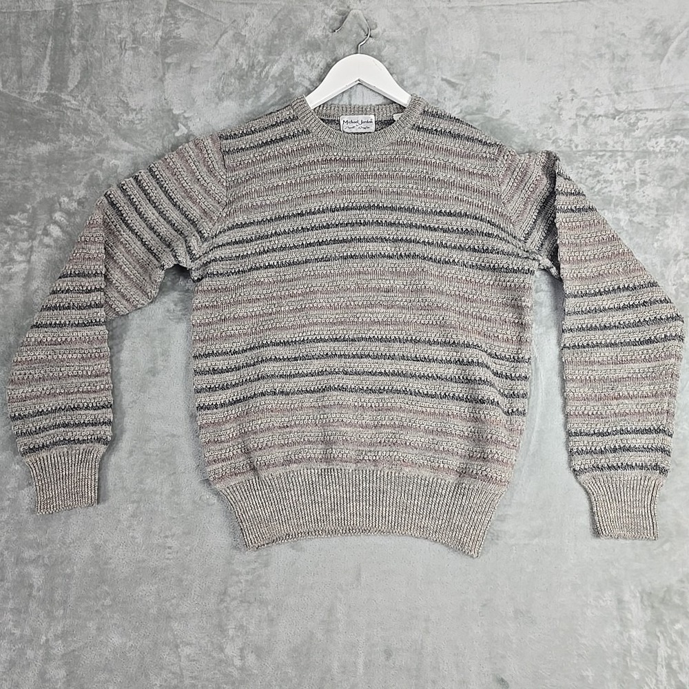 Michael Jordan‎ by Lowell Dreyfus Mens VTG Wool Sweater Grey Medium 3D Knit